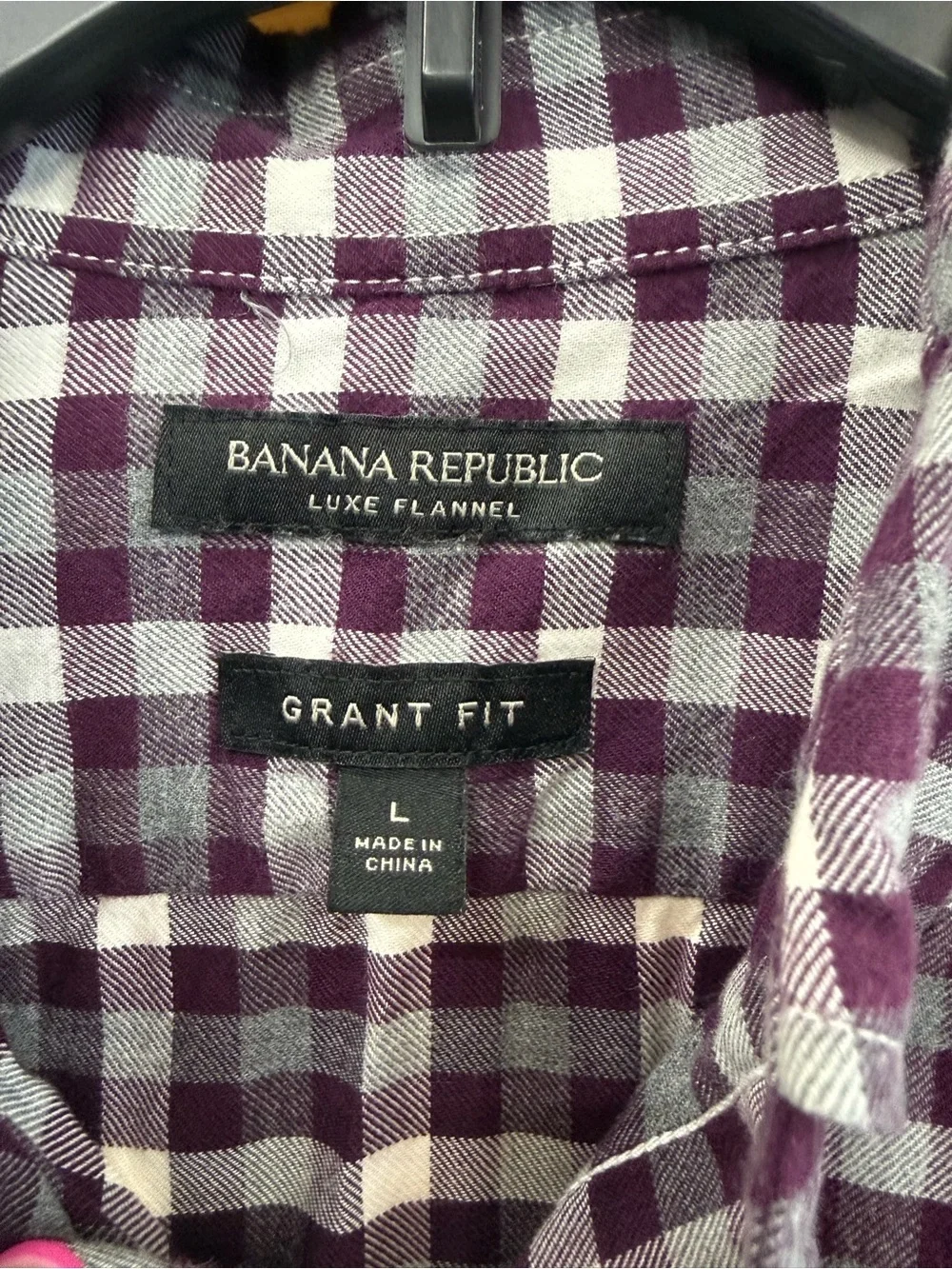 Banana Republic Men’s Purple and White Plaid Button-Down Shirt